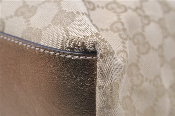 Authentic GUCCI Shoulder Tote Bag GG Canvas Leather 131230 Beige Gold 2272D