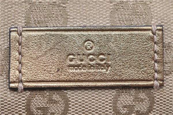 Authentic GUCCI Shoulder Tote Bag GG Canvas Leather 131230 Beige Gold 2272D