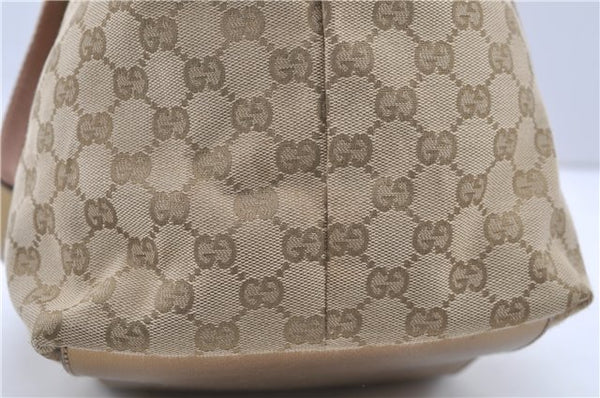 Authentic GUCCI Shoulder Tote Bag GG Canvas Leather 131230 Beige Gold 2272D