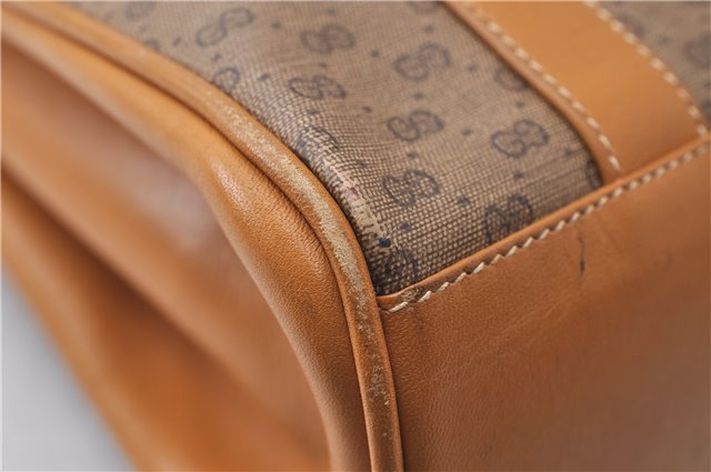 Authentic GUCCI Micro GG PVC Leather Shoulder Hand Bag Purse Brown 2273D