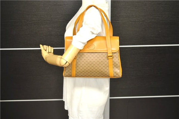 Authentic GUCCI Micro GG PVC Leather Shoulder Hand Bag Purse Brown 2273D