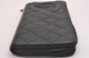 Authentic CHANEL Calf Skin Cambon Line CC Logo Wallet Purse Black Junk 2273I