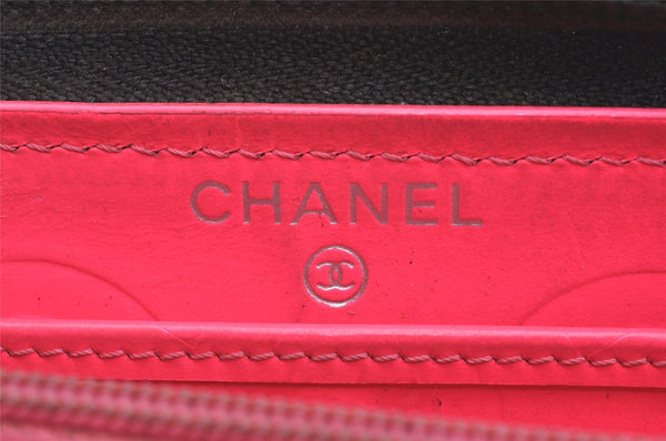 Authentic CHANEL Calf Skin Cambon Line CC Logo Wallet Purse Black Junk 2273I