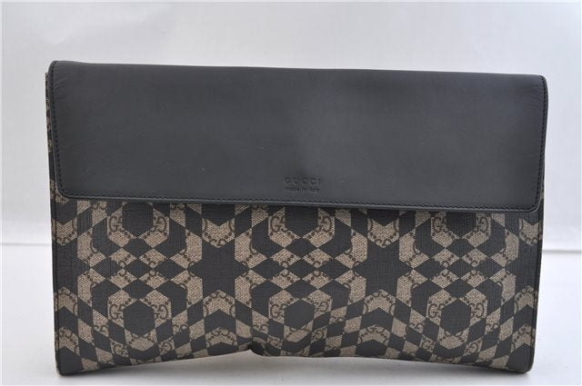 Authentic GUCCI GG Caleido Clutch Hand Bag PVC Leather 406725 Black 2275F
