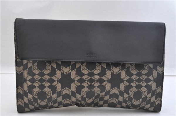 Authentic GUCCI GG Caleido Clutch Hand Bag PVC Leather 406725 Black 2275F