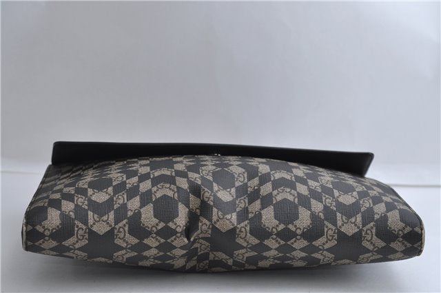 Authentic GUCCI GG Caleido Clutch Hand Bag PVC Leather 406725 Black 2275F