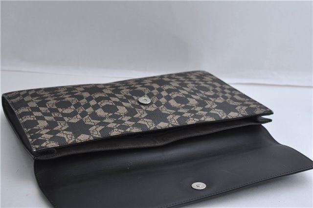 Authentic GUCCI GG Caleido Clutch Hand Bag PVC Leather 406725 Black 2275F