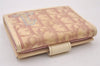 Authentic Christian Dior Trotter Bifold Wallet Purse Canvas Leather Pink 2276I