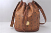 Authentic MCM Visetos Leather Vintage Shoulder Cross Body Bag Brown 2278D