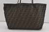 Authentic FENDI Zucca Shoulder Hand Tote Bag Nylon Leather Brown Black 2278I
