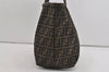 Authentic FENDI Zucca Shoulder Hand Tote Bag Nylon Leather Brown Black 2278I