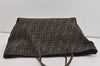Authentic FENDI Zucca Shoulder Hand Tote Bag Nylon Leather Brown Black 2278I