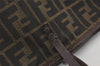 Authentic FENDI Zucca Shoulder Hand Tote Bag Nylon Leather Brown Black 2278I