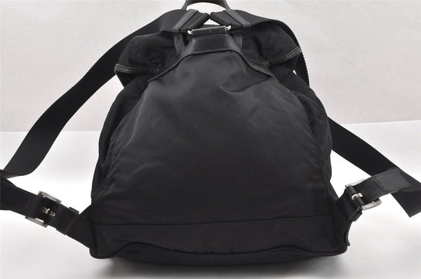 Authentic PRADA Vintage Nylon Tessuto Leather Drawstring Backpack Black 2279I