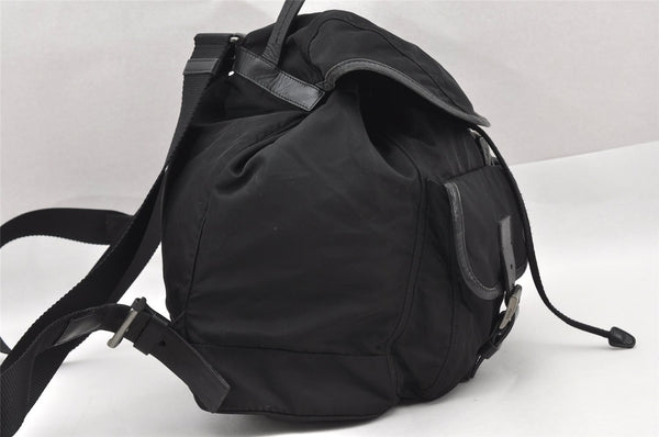 Authentic PRADA Vintage Nylon Tessuto Leather Drawstring Backpack Black 2279I