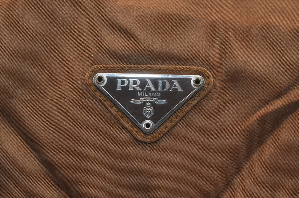 Authentic PRADA Vintage Nylon Tessuto Leather Shoulder Bag Brown 2280I