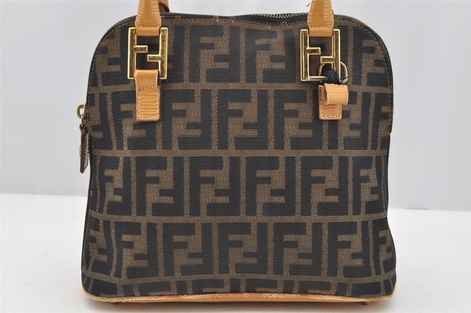 Authentic FENDI Zucca 2Way Shoulder Hand Bag Canvas Leather Brown Junk 2282I
