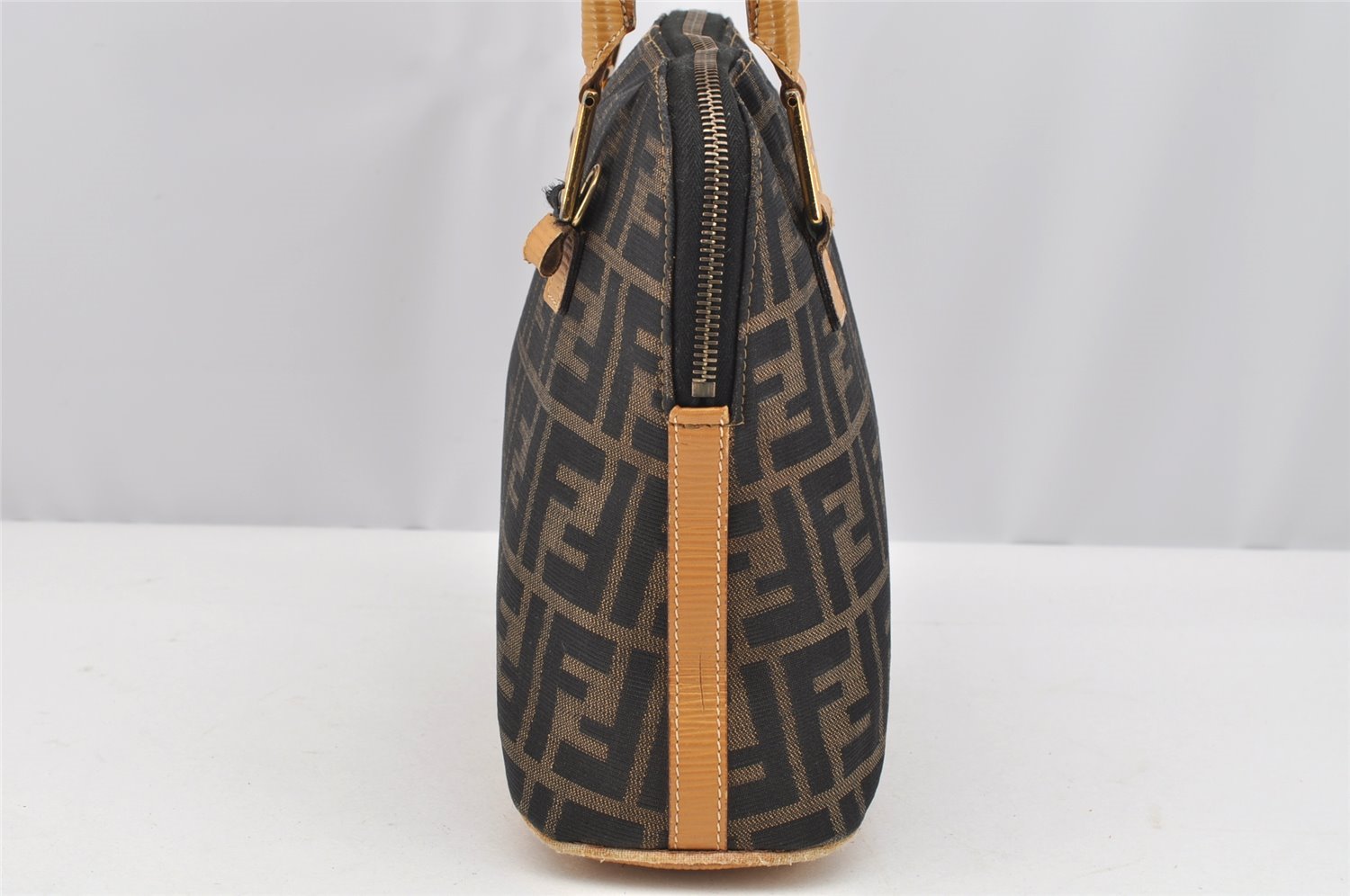 Authentic FENDI Zucca 2Way Shoulder Hand Bag Canvas Leather Brown Junk 2282I
