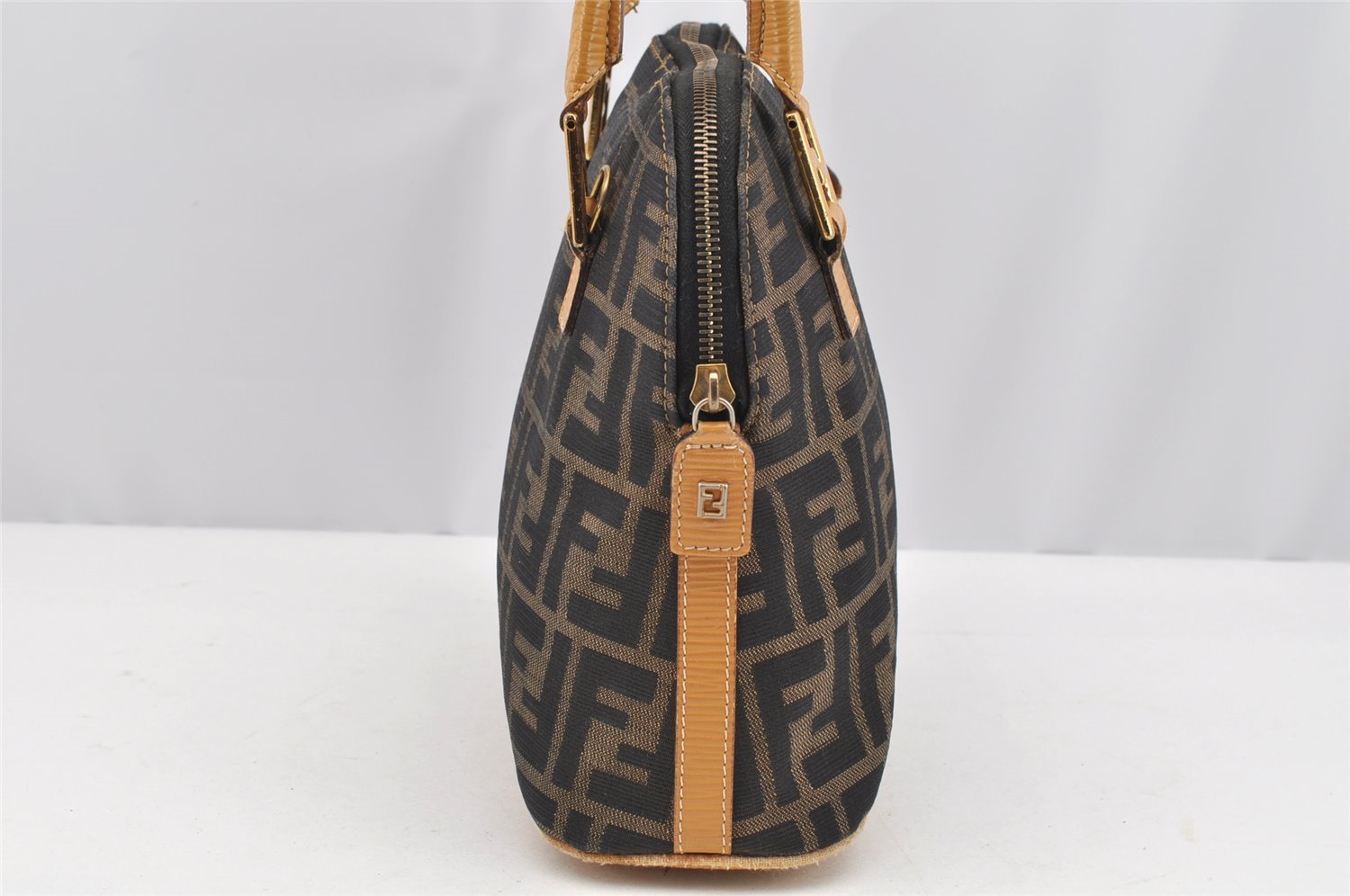Authentic FENDI Zucca 2Way Shoulder Hand Bag Canvas Leather Brown Junk 2282I