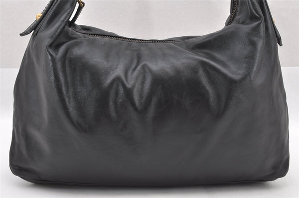 Authentic GUCCI Horsebit Large Hobo Shoulder Hand Bag Leather 115867 Black 2283I