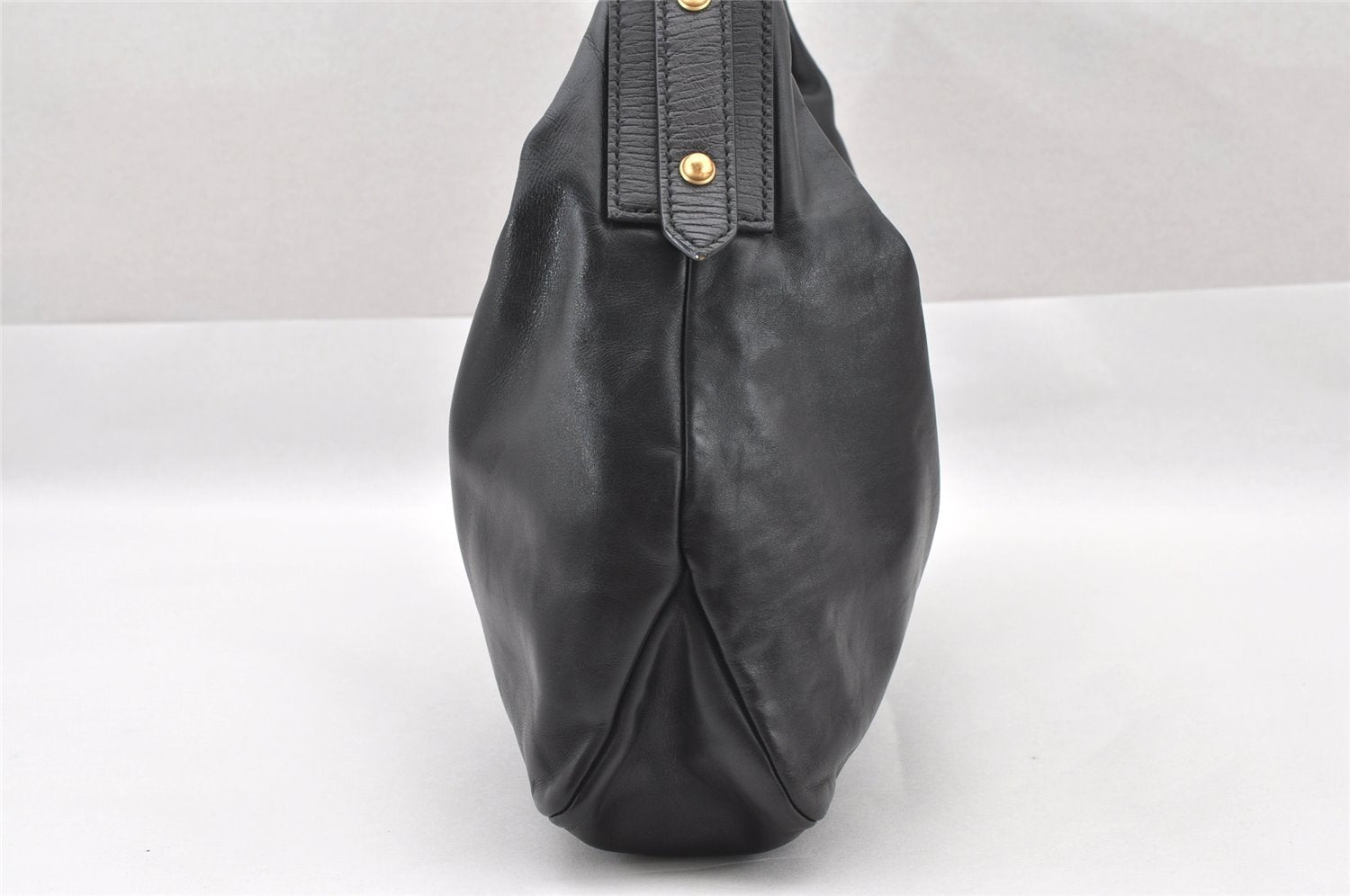 Authentic GUCCI Horsebit Large Hobo Shoulder Hand Bag Leather 115867 Black 2283I