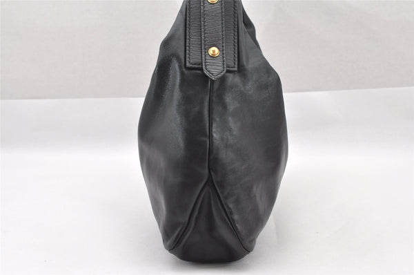 Authentic GUCCI Horsebit Large Hobo Shoulder Hand Bag Leather 115867 Black 2283I