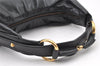 Authentic GUCCI Horsebit Large Hobo Shoulder Hand Bag Leather 115867 Black 2283I
