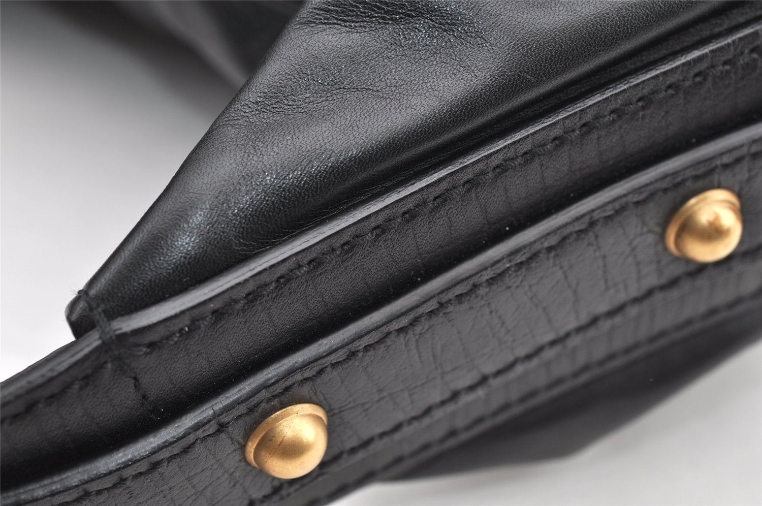 Authentic GUCCI Horsebit Large Hobo Shoulder Hand Bag Leather 115867 Black 2283I