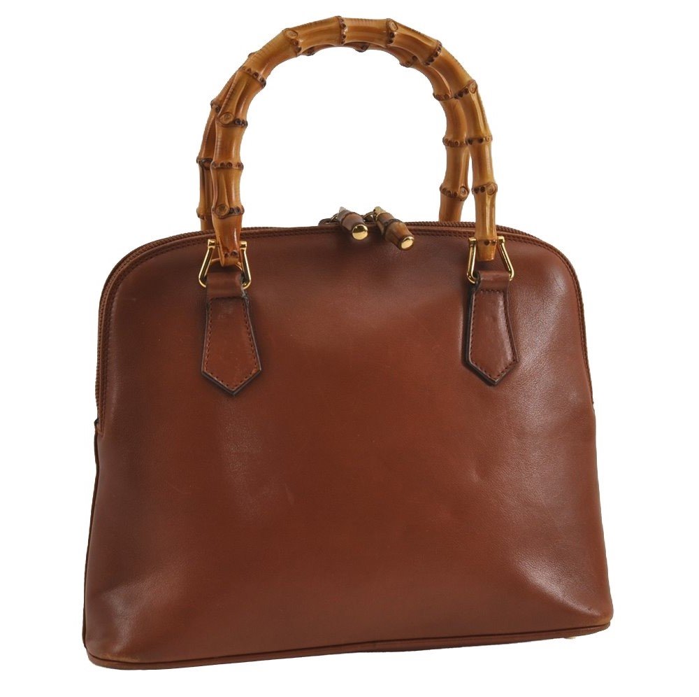 Authentic GUCCI Bamboo 2way Hand Shoulder Bag Purse Leather Brown Junk 2284I