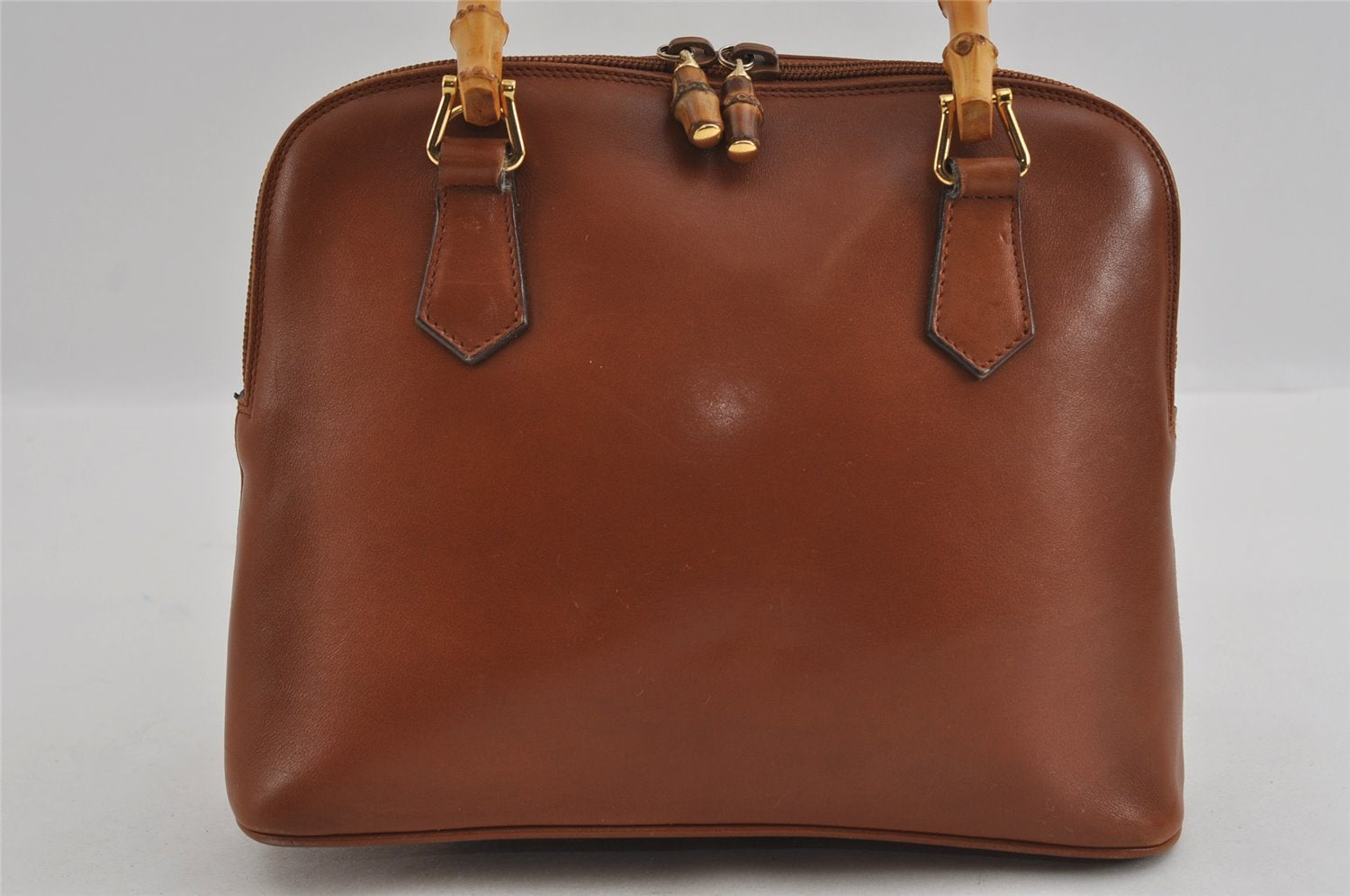 Authentic GUCCI Bamboo 2way Hand Shoulder Bag Purse Leather Brown Junk 2284I