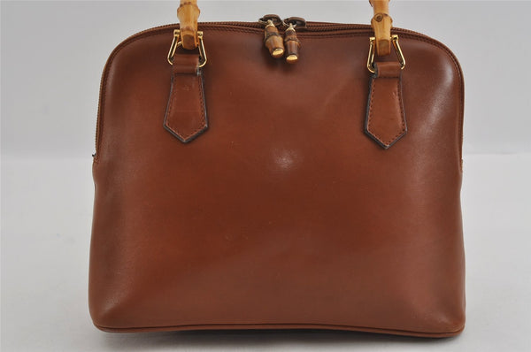 Authentic GUCCI Bamboo 2way Hand Shoulder Bag Purse Leather Brown Junk 2284I