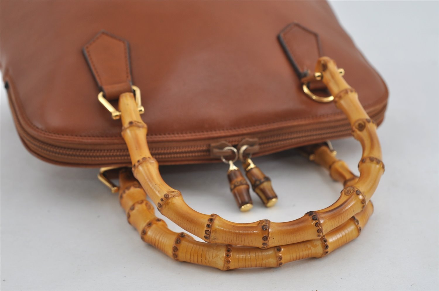 Authentic GUCCI Bamboo 2way Hand Shoulder Bag Purse Leather Brown Junk 2284I