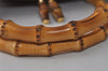 Authentic GUCCI Bamboo 2way Hand Shoulder Bag Purse Leather Brown Junk 2284I
