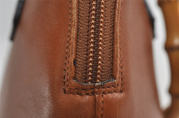 Authentic GUCCI Bamboo 2way Hand Shoulder Bag Purse Leather Brown Junk 2284I