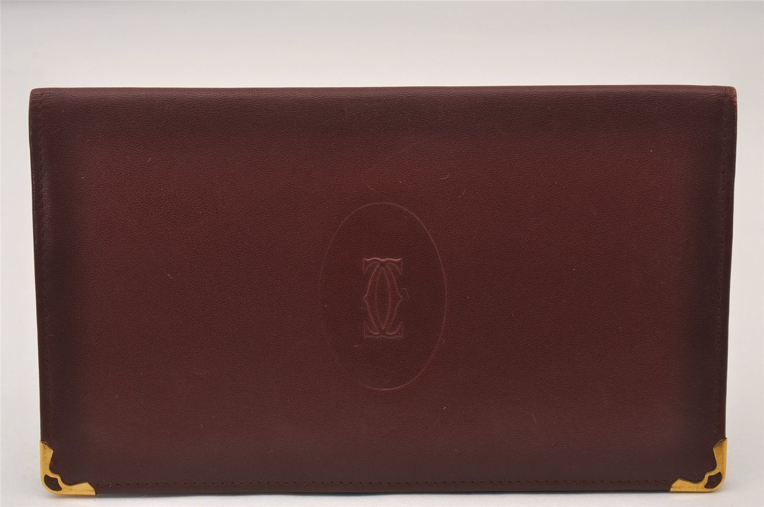 Authentic Cartier Must de Cartier Long Wallet Purse Leather Bordeaux Red 2287I