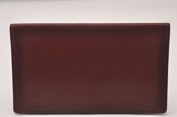 Authentic Cartier Must de Cartier Long Wallet Purse Leather Bordeaux Red 2287I