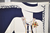Authentic CHANEL Scarf Mademoiselle Motif CC Logo Silk White Navy 2288I
