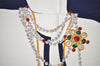 Authentic CHANEL Scarf Mademoiselle Motif CC Logo Silk White Navy 2288I