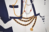 Authentic CHANEL Scarf Mademoiselle Motif CC Logo Silk White Navy 2288I