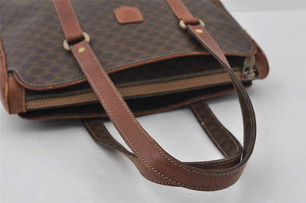 Authentic CELINE Macadam Blason Pattern Hand Bag PVC Leather Brown 2292I