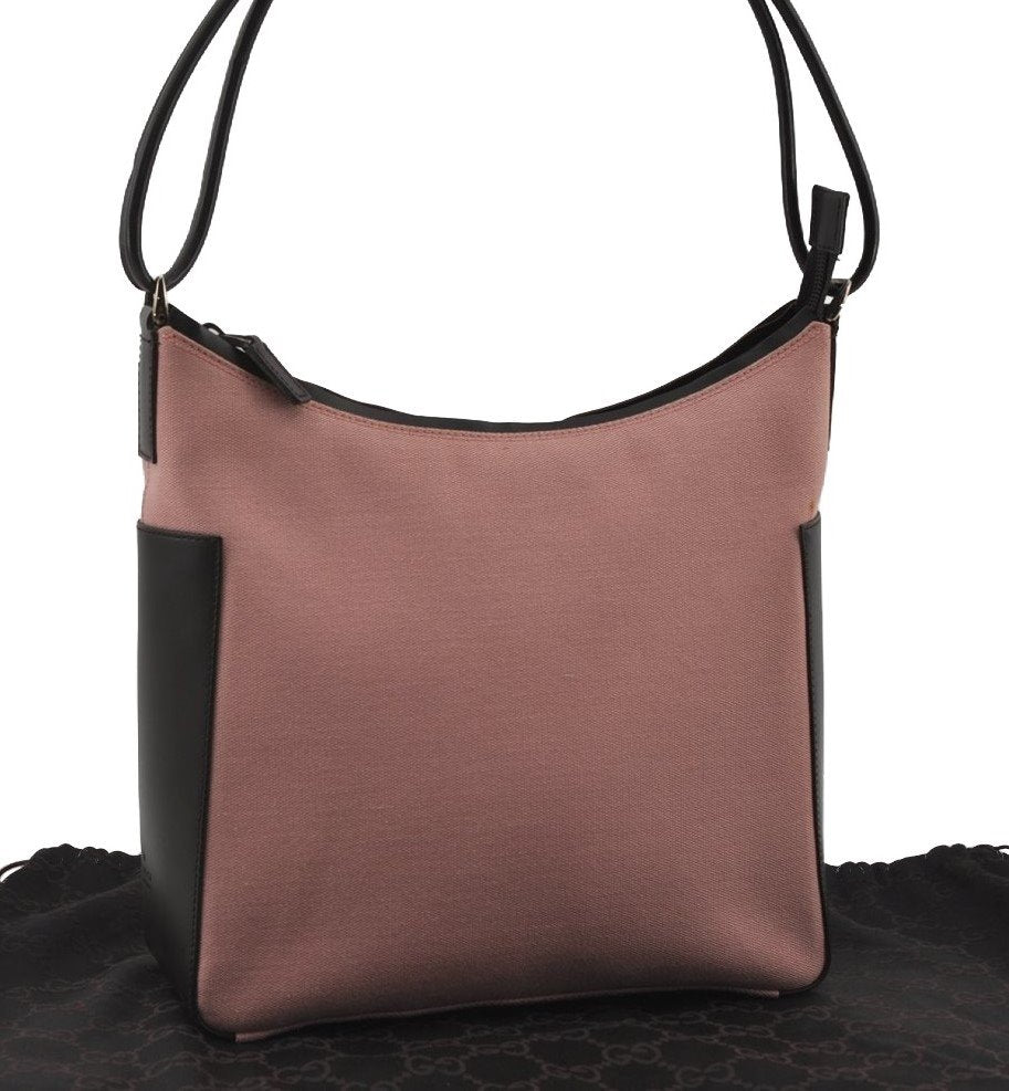 Authentic GUCCI Vintage Shoulder Hand Bag Purse Canvas Leather 77112 Pink 2294I