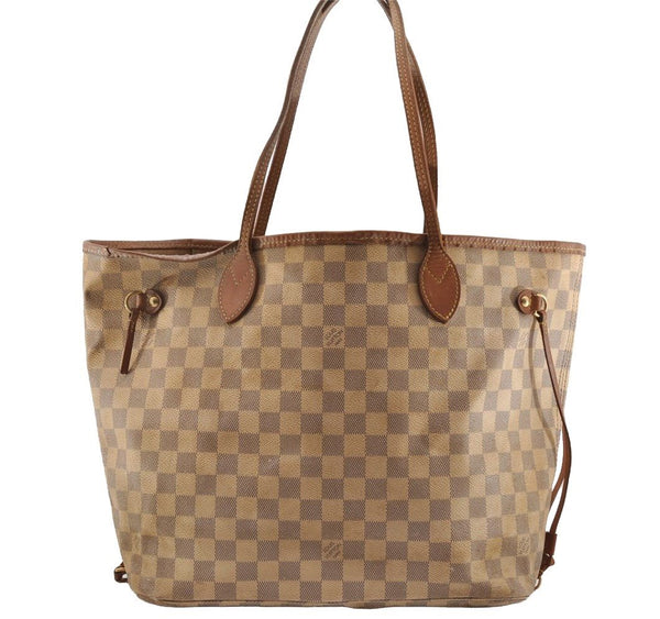 Authentic Louis Vuitton Damier Azur Neverfull MM Tote Bag N51107 LV 2295I