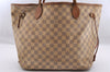 Authentic Louis Vuitton Damier Azur Neverfull MM Tote Bag N51107 LV 2295I