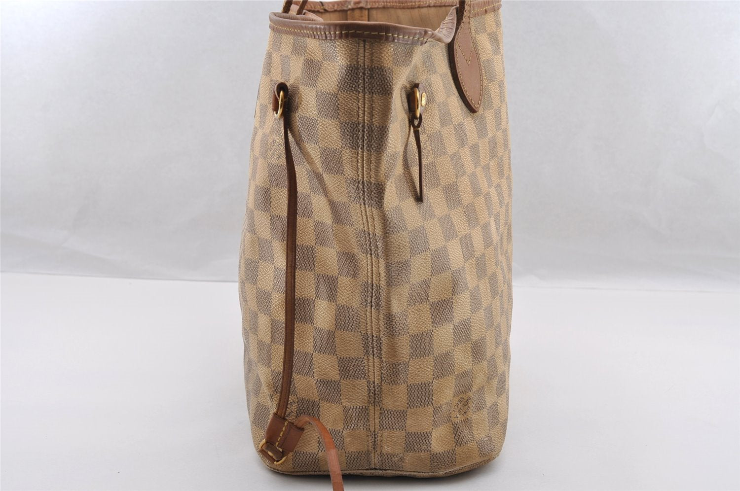 Authentic Louis Vuitton Damier Azur Neverfull MM Tote Bag N51107 LV 2295I