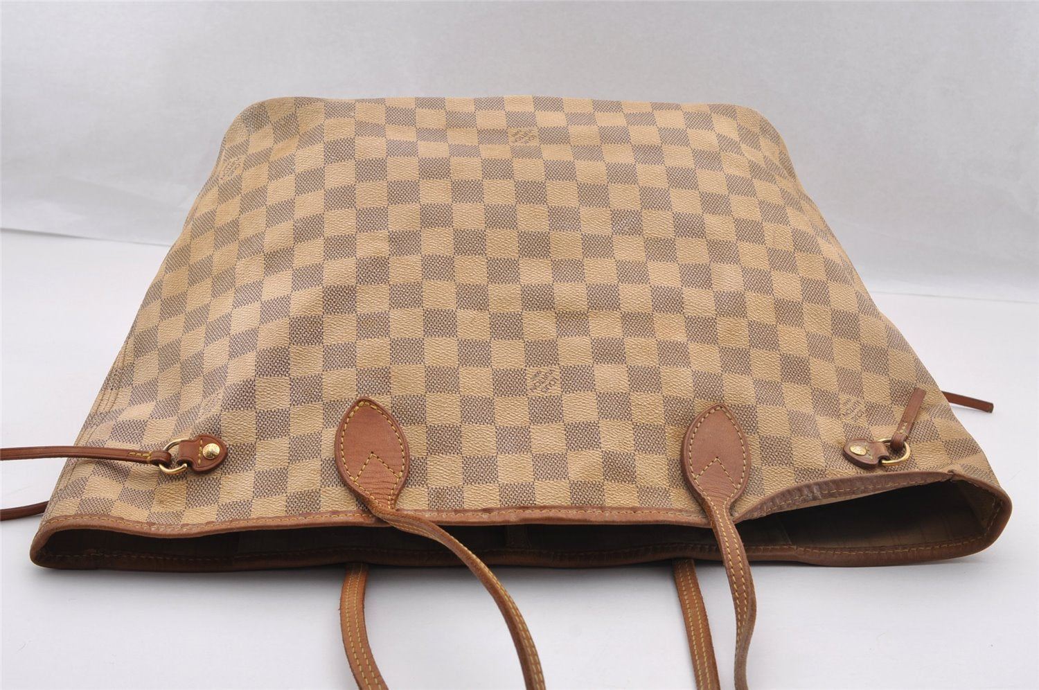 Authentic Louis Vuitton Damier Azur Neverfull MM Tote Bag N51107 LV 2295I