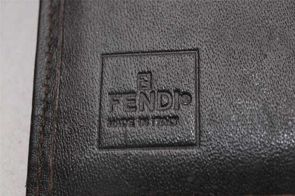 Authentic FENDI Vintage Zucca Bifold Wallet Purse Canvas Leather Brown 2296I