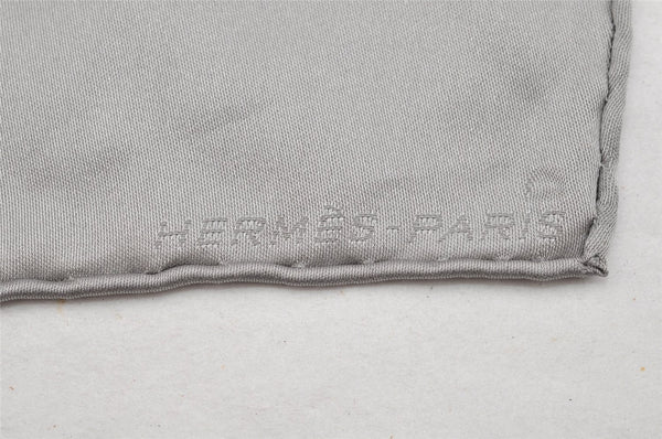 Authentic HERMES Petit Carre 40 Scarf "FACONNEE GRAND H" Silk Gray 2298I