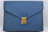 Auth Louis Vuitton Epi Porte Documents Senateur Briefcase M54455 Blue LV 2303D