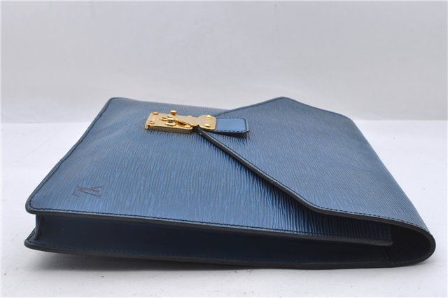 Auth Louis Vuitton Epi Porte Documents Senateur Briefcase M54455 Blue LV 2303D