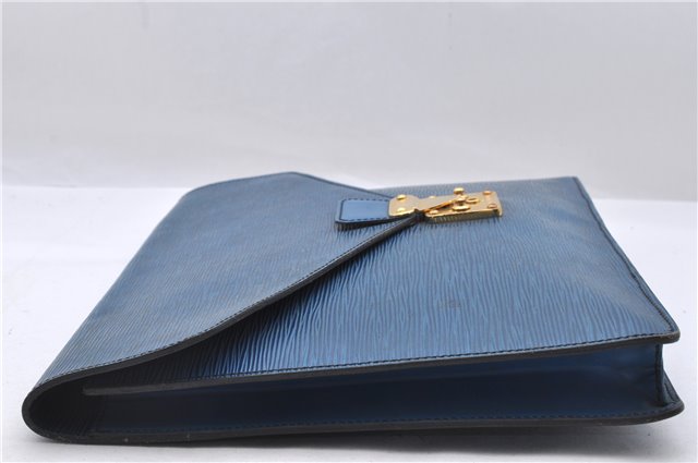 Auth Louis Vuitton Epi Porte Documents Senateur Briefcase M54455 Blue LV 2303D